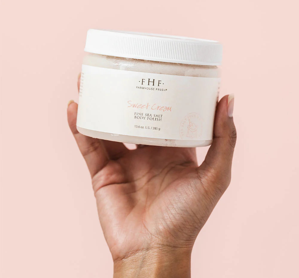 SWEET CREAM FINE SEA SALT BODY POLISH.  " polish & glow"